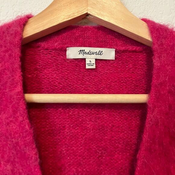Madewell Heather Fuchsia Brushed Knit Crop Cardigan Sweater Women's Size Large - Picture 5 of 7